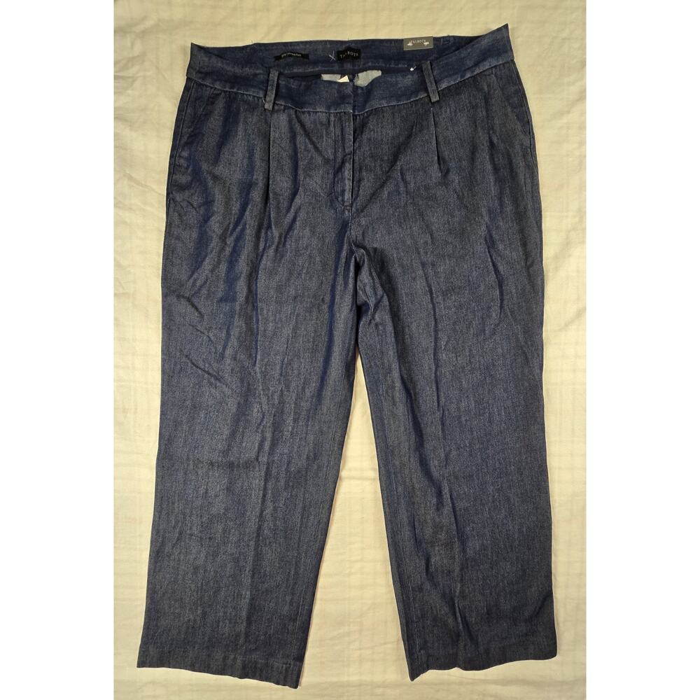 Talbots Weston Pant Women’s Cotton Blend Wide Leg Pant Blue Chambray 20W NWT